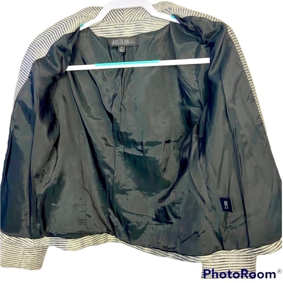 Lafayette 148 Women Gray Black  Metallic Shimmer Zipper Front Jacket Blazer - Picture 9 of 12